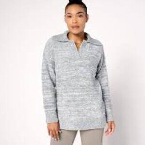 Barefoot Dreams Cozychic Collared Sweater Tunic Size 1X Gray Melange